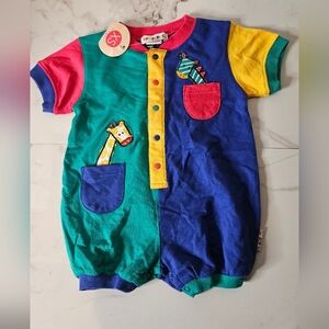 NEW Vintage Gymboree Rainbow Tag Color Block Baby Onsie XS 12-18 Months